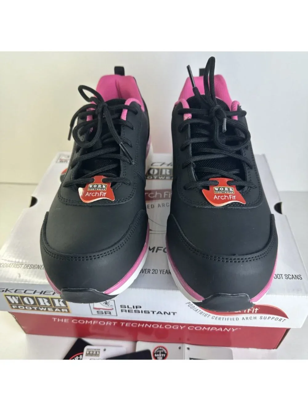 Skechers Womens Work Footwear Air-cooled Arch fit Pink Black Size 9